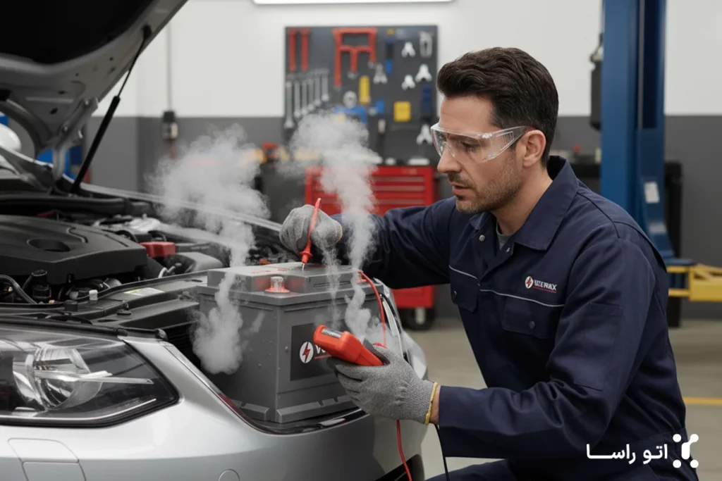 داغ شدن باتری خودرو