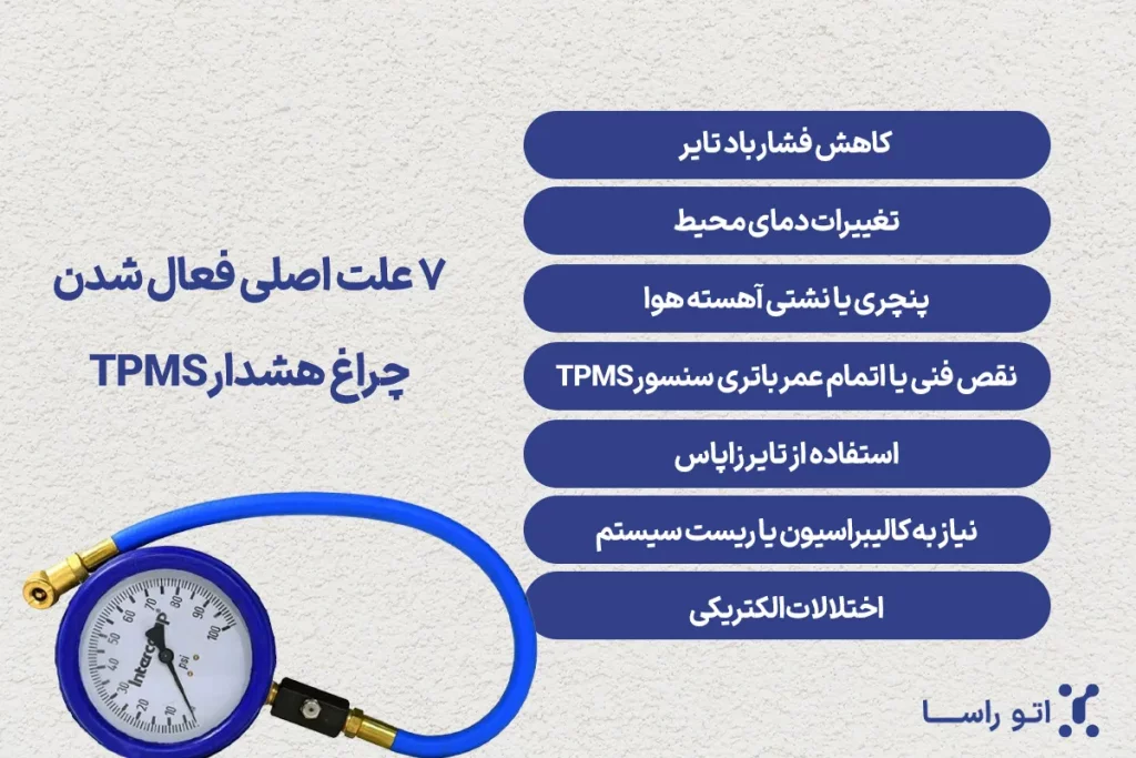 علت روشن شدن چراغ TPMS