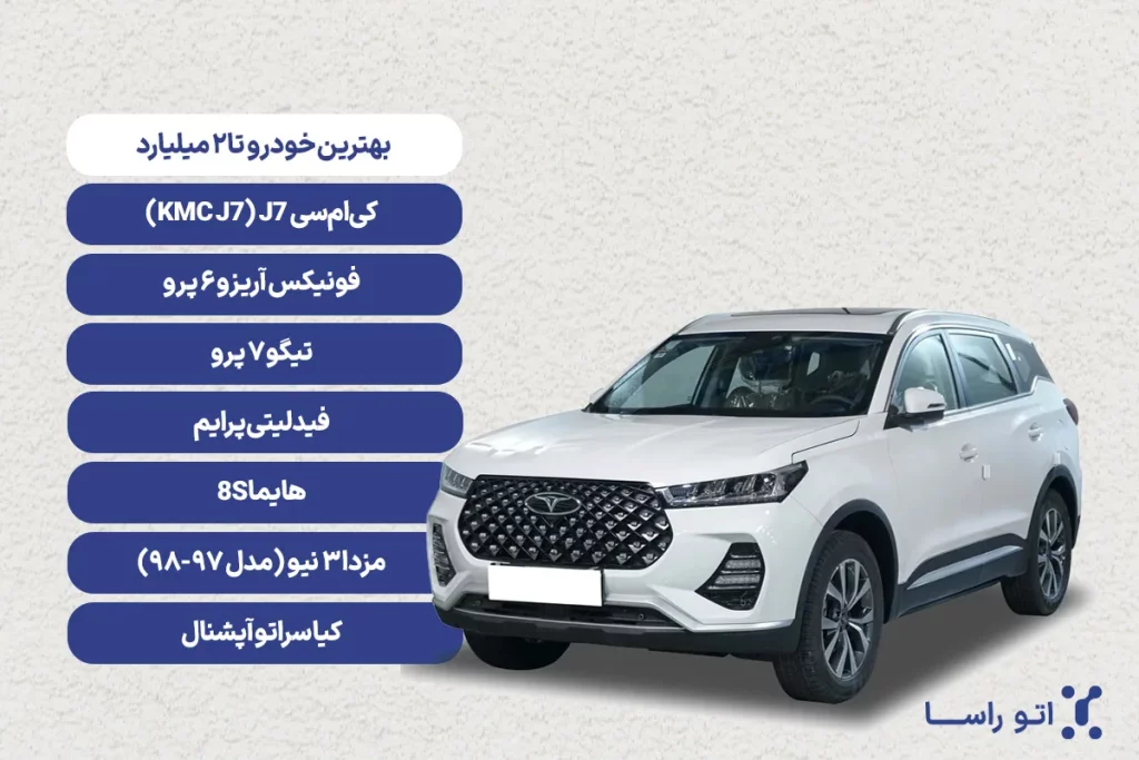 بهترین خودرو تا 2 میلیارد چیست